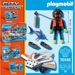 PLAYMOBIL 70145 City Action Seenot: Tauchscooter Im Rettungseinsatz, Konstruktionsspielzeug -Spielzeug Verkaufsgeschäft PLAYMOBIL 70145 City Action Seenot Tauchscooter im Rettungseinsatz Konstruktionsspielzeug@@1685385 3