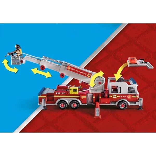 PLAYMOBIL 70935 City Action Feuerwehr-Fahrzeug: US Tower Ladder, Konstruktionsspielzeug – Bild 10