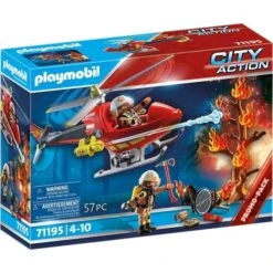 PLAYMOBIL 71195 City Action Feuerwehr-Hubschrauber, Konstruktionsspielzeug
