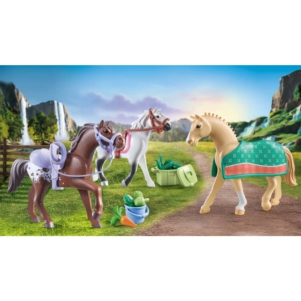 PLAYMOBIL 71356 Horses Of Waterfall 3 Pferde: Morgan, Quarter Horse & Shagya Araber, Konstruktionsspielzeug – Bild 3
